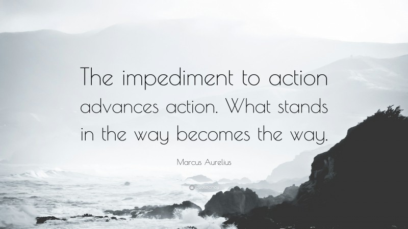 Marcus Aurelius Quote: “The impediment to action advances action. What stands in the way becomes the way.”