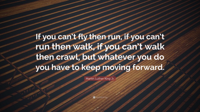 Perseverance Quotes: “If you can’t fly then run, if you can’t run then walk, if you can’t walk then crawl, but whatever you do you have to keep moving forward.” — Martin Luther King Jr.